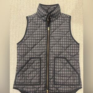 J. Crew Black and Gray Checkered Quilted Vest